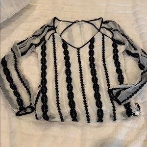 Venus black and white mesh top